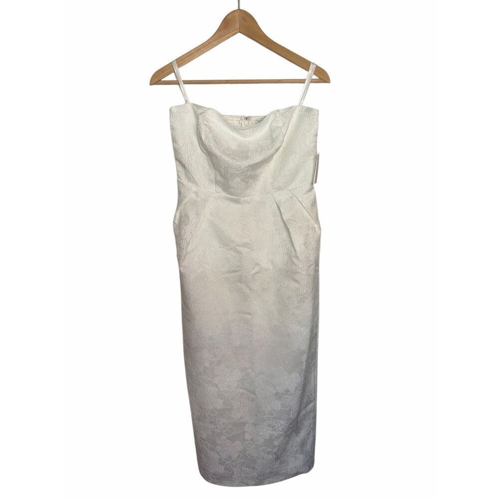 Petal & Pup Avah Strapless Floral Midi Dress in White Size S - Picture 5 of 12
